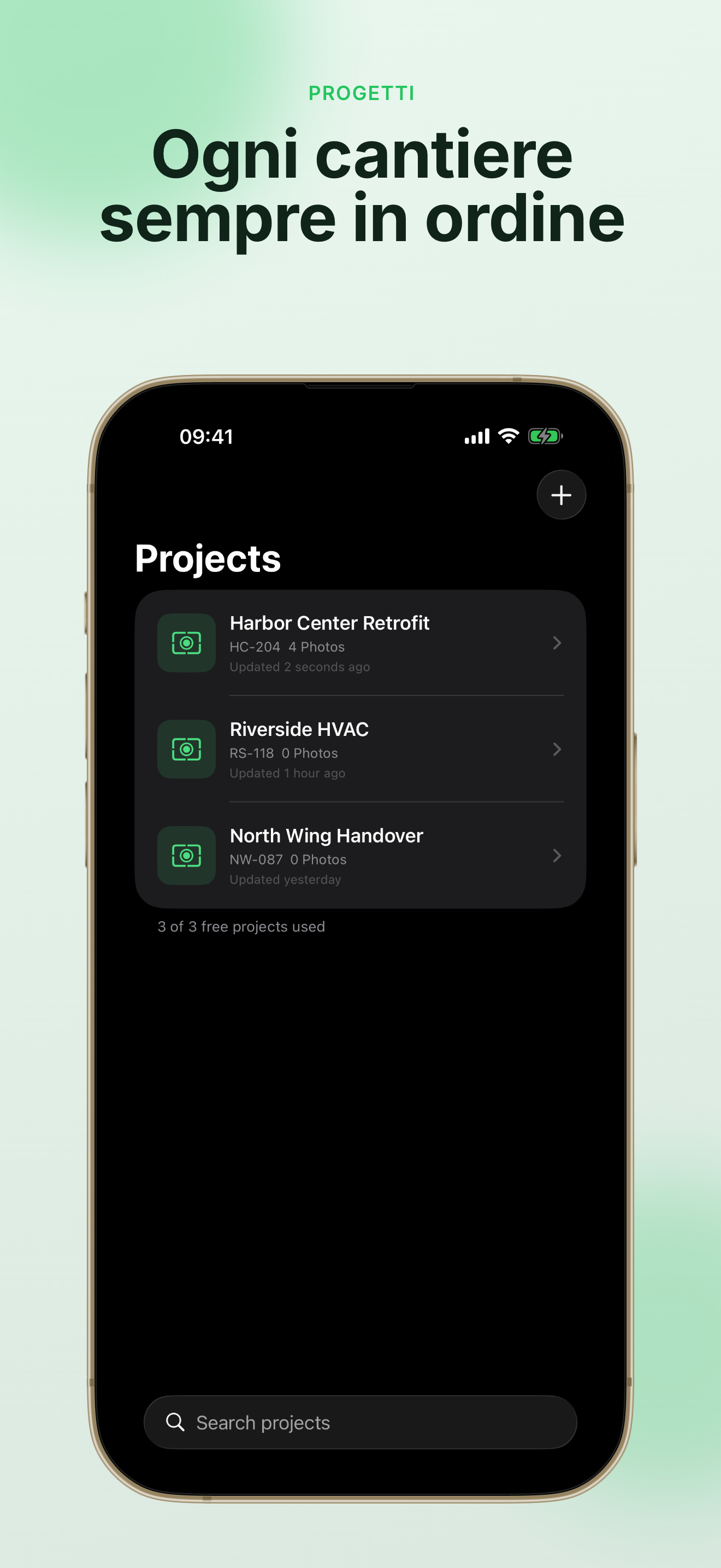 Elenco progetti FieldWitness per sito