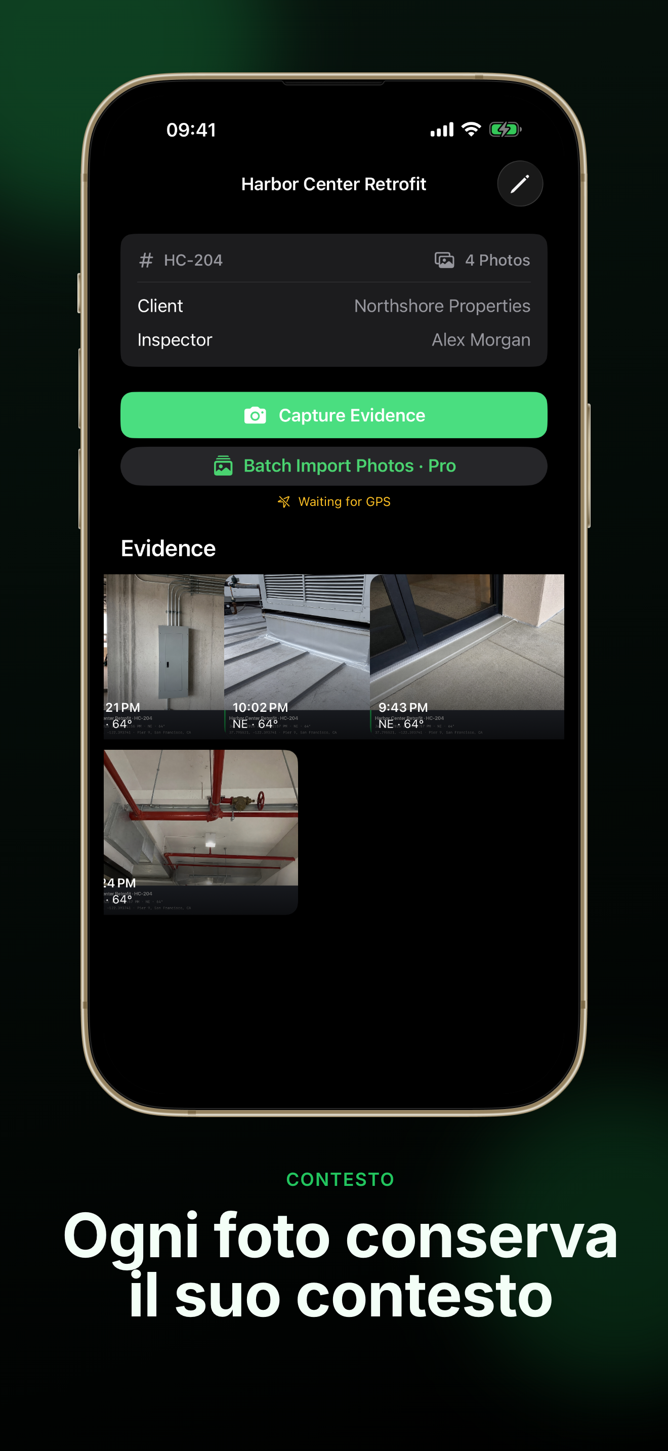 Riepilogo progetto FieldWitness con cliente e ispettore