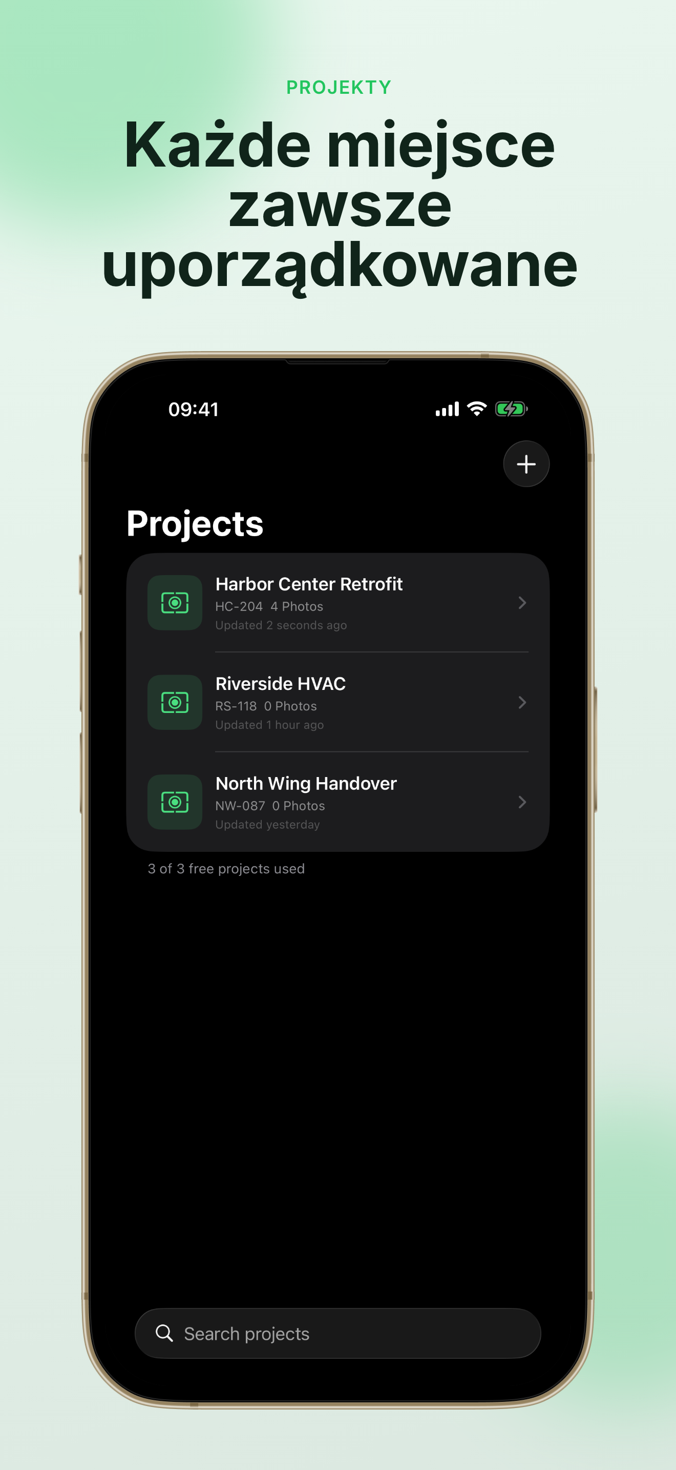Lista projektów FieldWitness według lokalizacji
