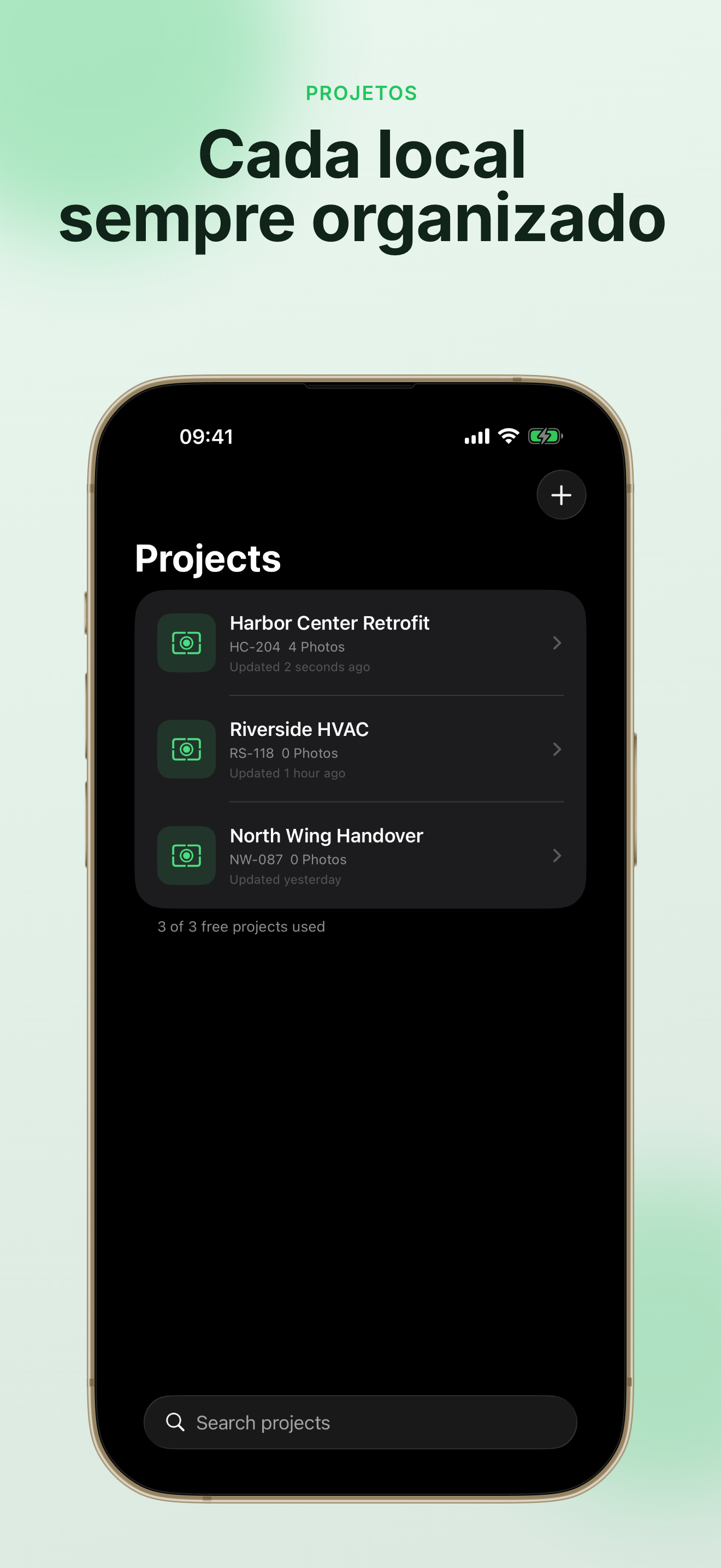 Lista de projetos do FieldWitness organizada por local